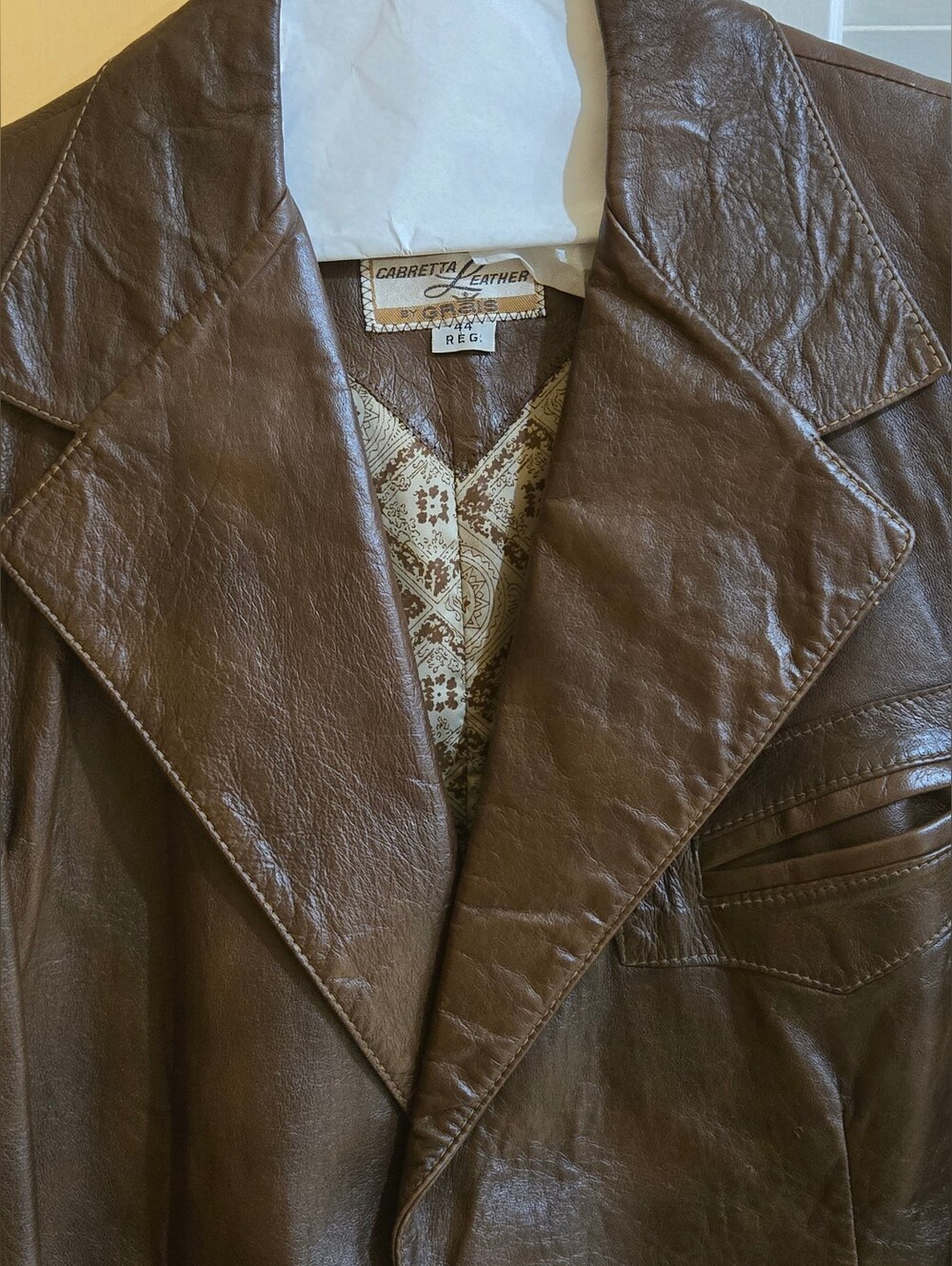 Vintage Brown Leather Blazer Jacket - Size 44